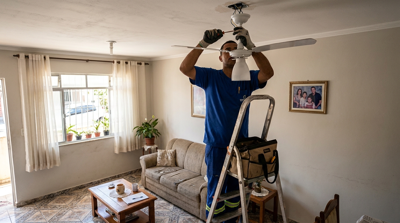 Instalacao de ventilador de teto residencial em Juiz de Fora‑MG