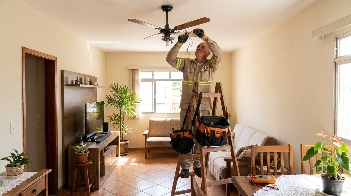 Montagem de ventilador de teto em Juiz de Fora‑MG